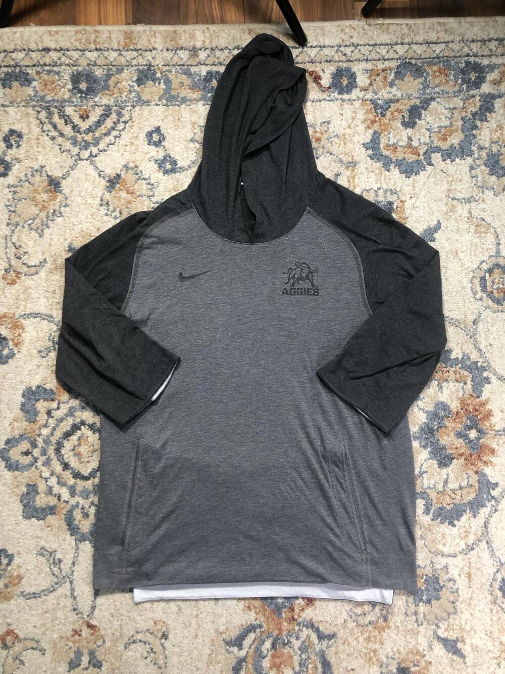 Texas A&M Aggies Hooded Long Sleeve Mens Large Gray NCAA College Nike